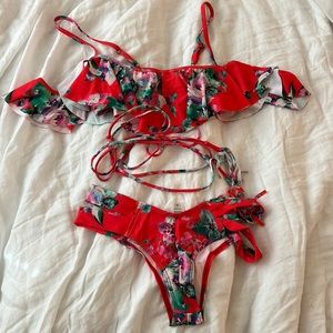 Montce Swim - Red Floral La Caletta Top & Euro Bottoms
